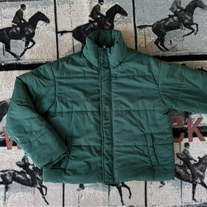 RVCA cropped forest green puffer jacket small